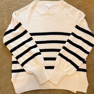 Elegant Black and Cream Striped Sweater